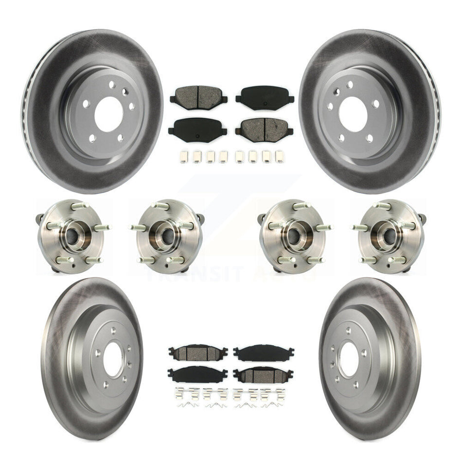 Front Rear Hub Bearings Assembly Coated Disc Brake Rotors And Semi-Metallic Pads Kit (10Pc) For Ford Taurus Flex Lincoln MKT MKS KBB-112291