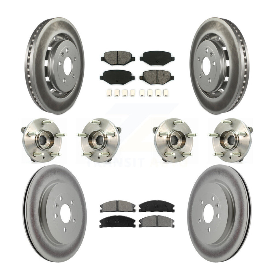 Front Rear Hub Bearings Assembly Coated Disc Brake Rotors And Semi-Metallic Pads Kit (10Pc) For Lincoln MKS Ford Flex Taurus MKT KBB-112292