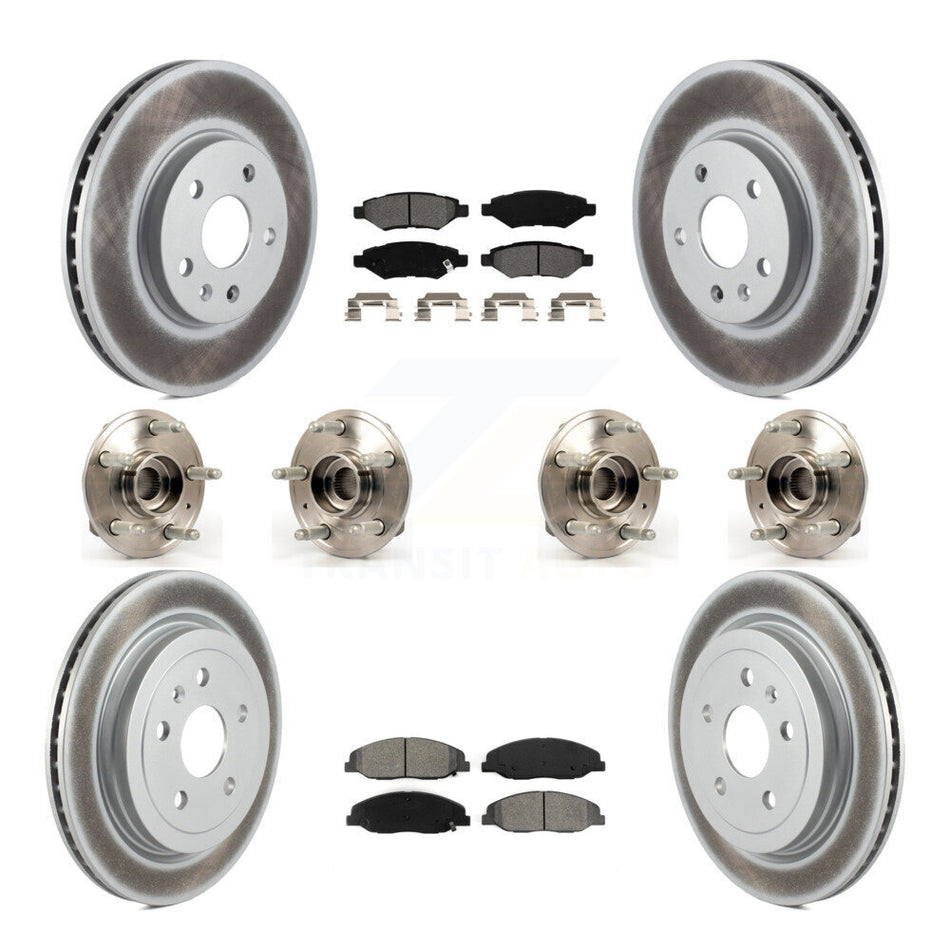 Front Rear Hub Bearings Assembly Coated Disc Brake Rotors And Semi-Metallic Pads Kit (10Pc) For Cadillac CTS KBB-112297