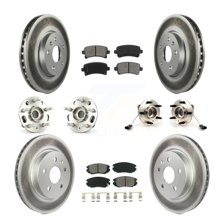 Front Rear Hub Bearings Assembly Coated Disc Brake Rotors And Semi-Metallic Pads Kit (10Pc) For 2010 Buick Allure KBB-112300