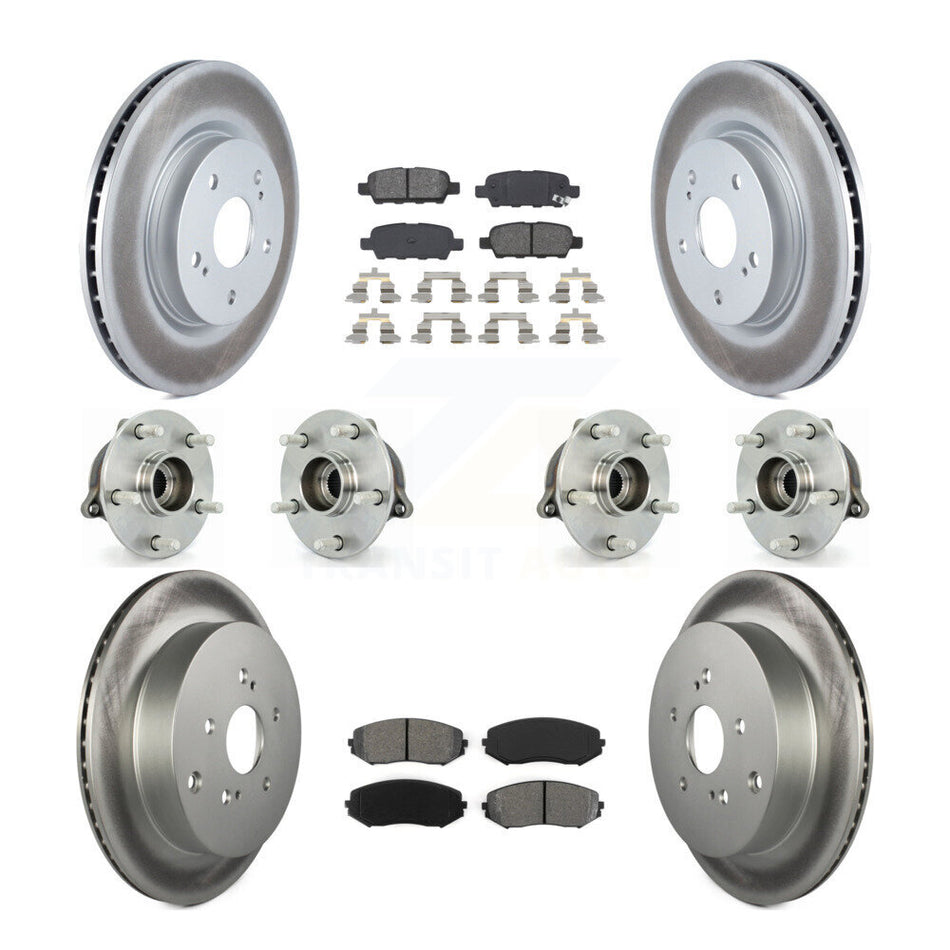 Front Rear Hub Bearings Assembly Coated Disc Brake Rotors And Semi-Metallic Pads Kit (10Pc) For 2009-2013 Suzuki Grand Vitara KBB-112304