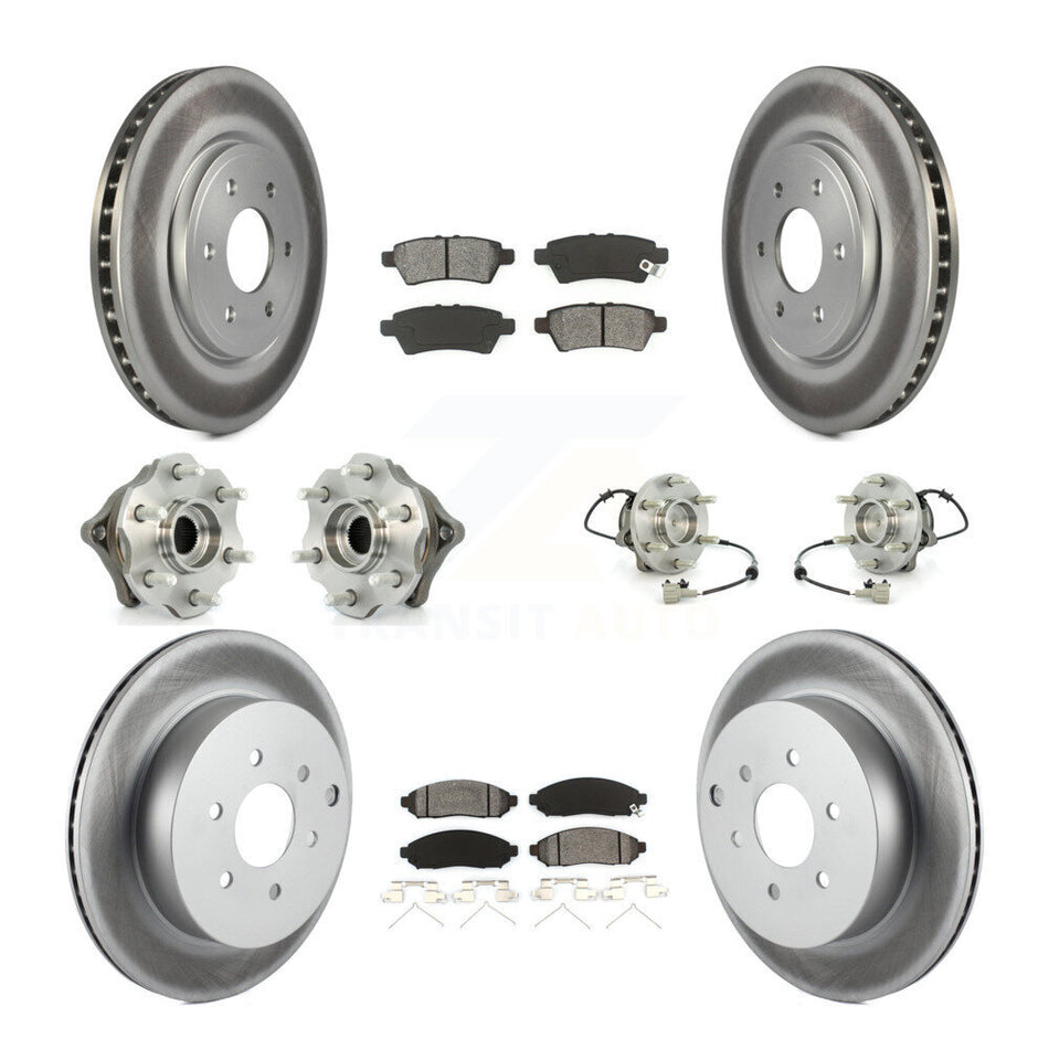 Front Rear Hub Bearings Assembly Coated Disc Brake Rotors And Semi-Metallic Pads Kit (10Pc) For Nissan Pathfinder KBB-112307