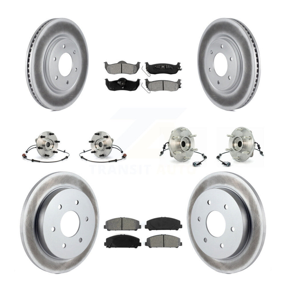 Front Rear Hub Bearings Assembly Coated Disc Brake Rotors And Semi-Metallic Pads Kit (10Pc) For 2007 INFINITI QX56 From 04 07 KBB-112313