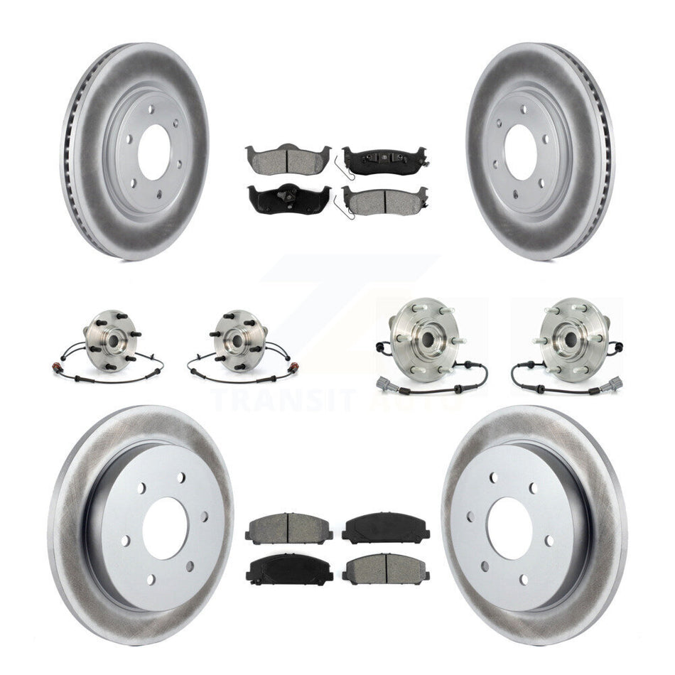 Front Rear Hub Bearings Assembly Coated Disc Brake Rotors And Semi-Metallic Pads Kit (10Pc) For Nissan Armada Infiniti QX56 INFINITI KBB-112314