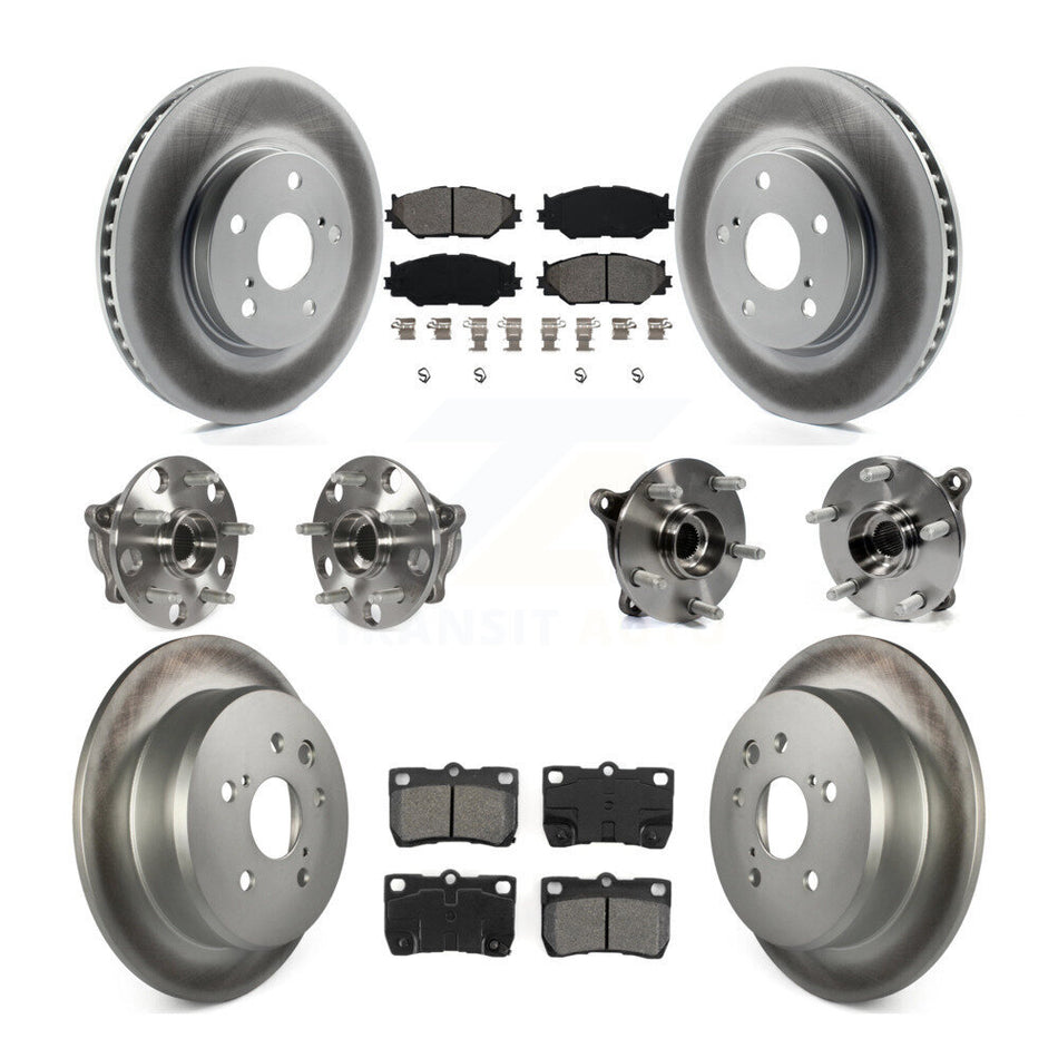 Front Rear Hub Bearings Assembly Coated Disc Brake Rotors And Semi-Metallic Pads Kit (10Pc) For Lexus IS250 KBB-112325