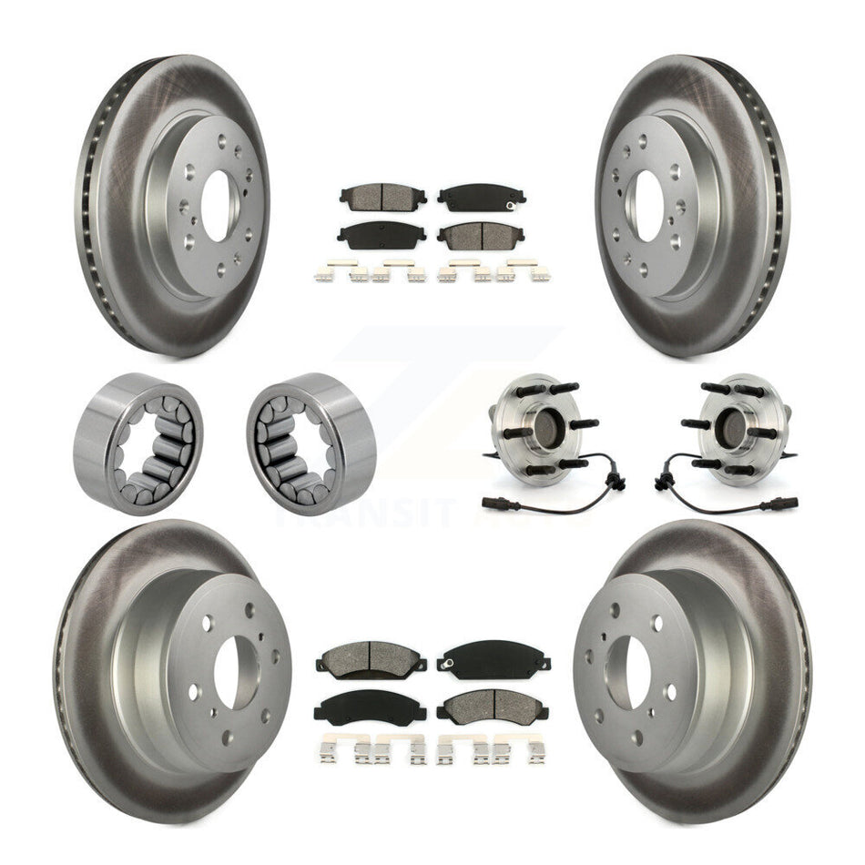 Front Rear Hub Bearing Coated Brake Rotor Pad Shoe Kit (10Pc) For Chevrolet Avalanche GMC KBB-112367