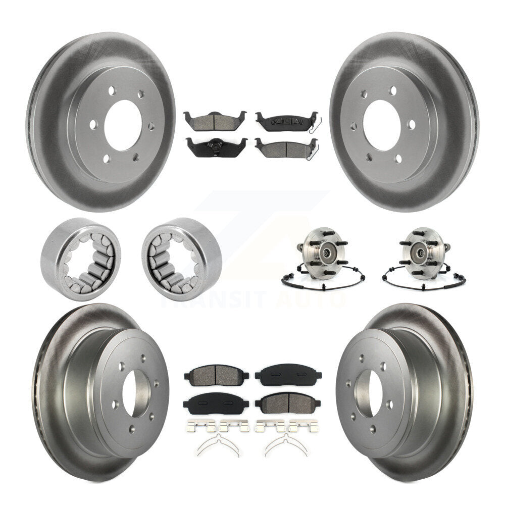 Front Rear Hub Bearing Coat Brake Rotor Pad Shoe Kit (10Pc) For 06-08 Lincoln Mark LT 4WD KBB-112447