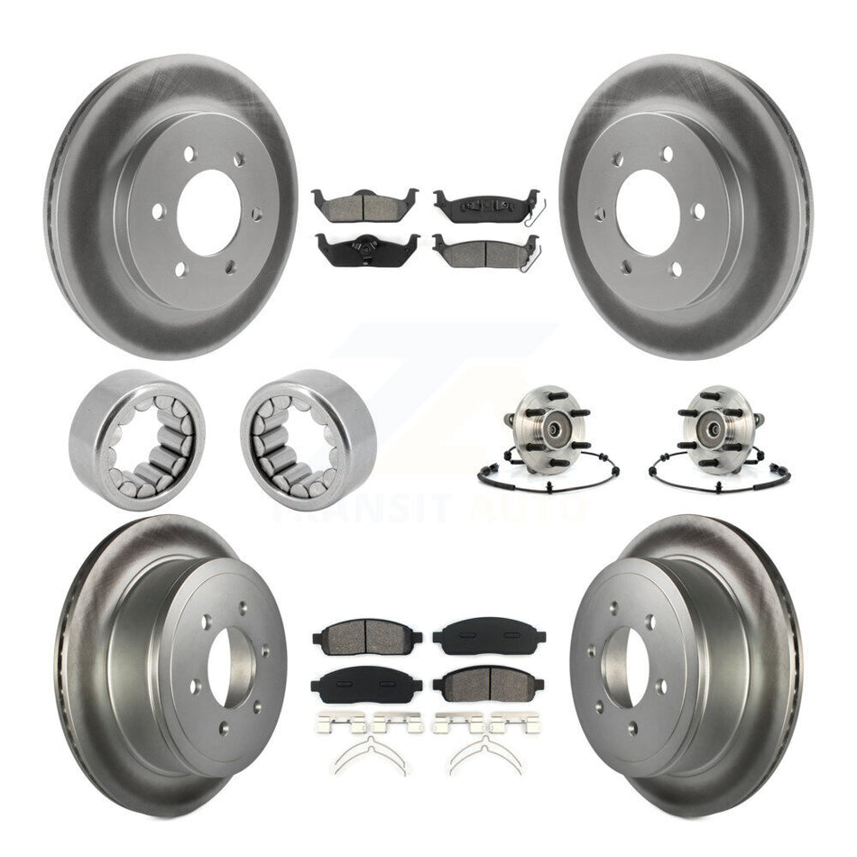 Front Rear Hub Bearing Coat Brake Rotor Pad Shoe Kit (10Pc) For 06-08 Lincoln Mark LT 4WD KBB-112447