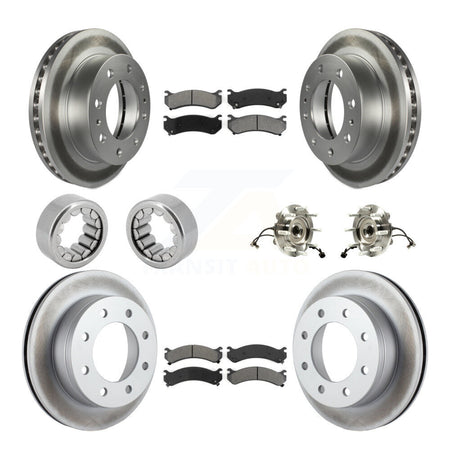 Front Rear Hub Bearing Coated Brake Rotor Pad Shoe Kit (10Pc) For GMC Chevrolet Silverado KBB-112452