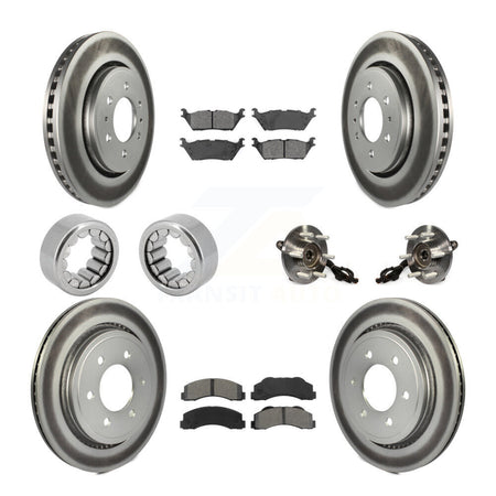 Front Rear Hub Bearings Coated Disc Brake Rotors And Pads Shoes Kit (10Pc) For Ford F-150 KBB-112486