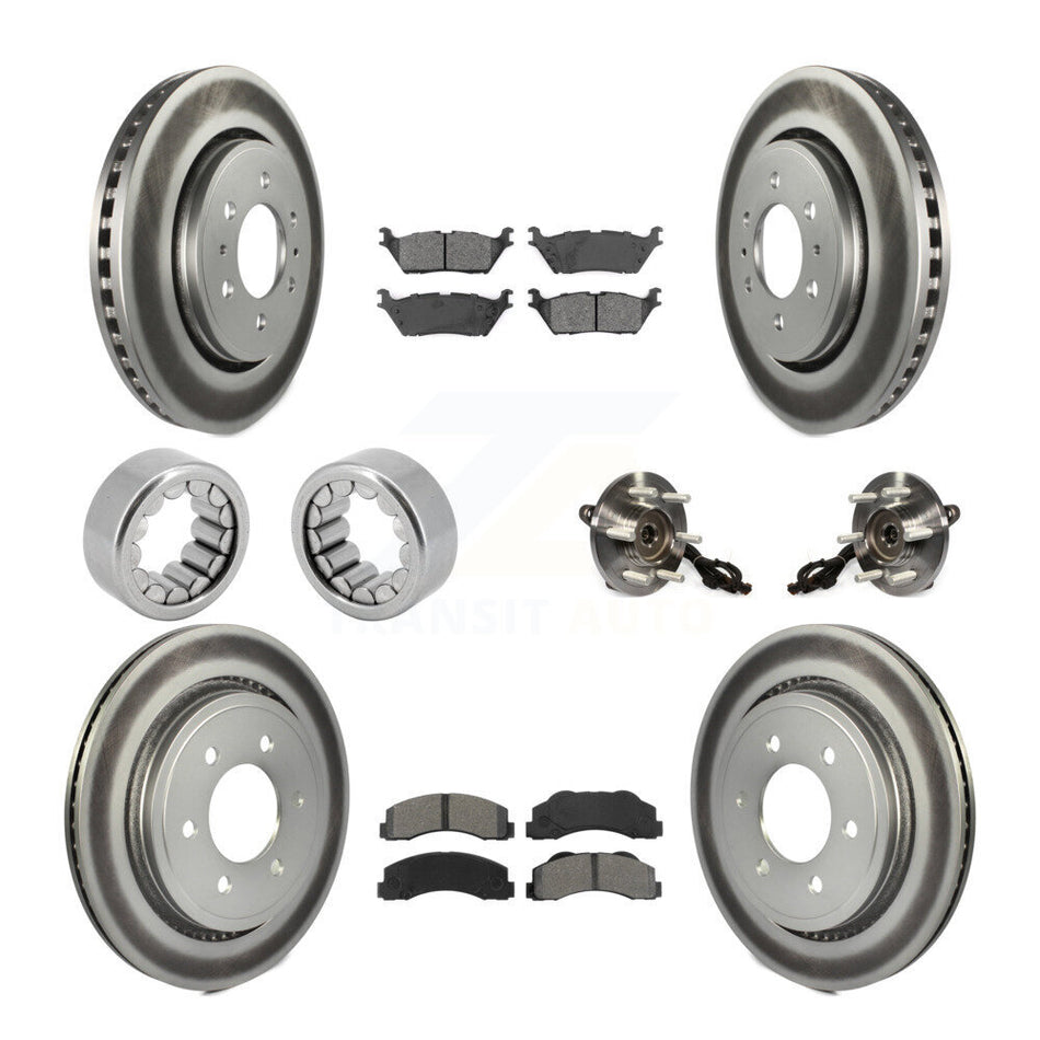 Front Rear Hub Bearings Coated Disc Brake Rotors And Pads Shoes Kit (10Pc) For Ford F-150 KBB-112486