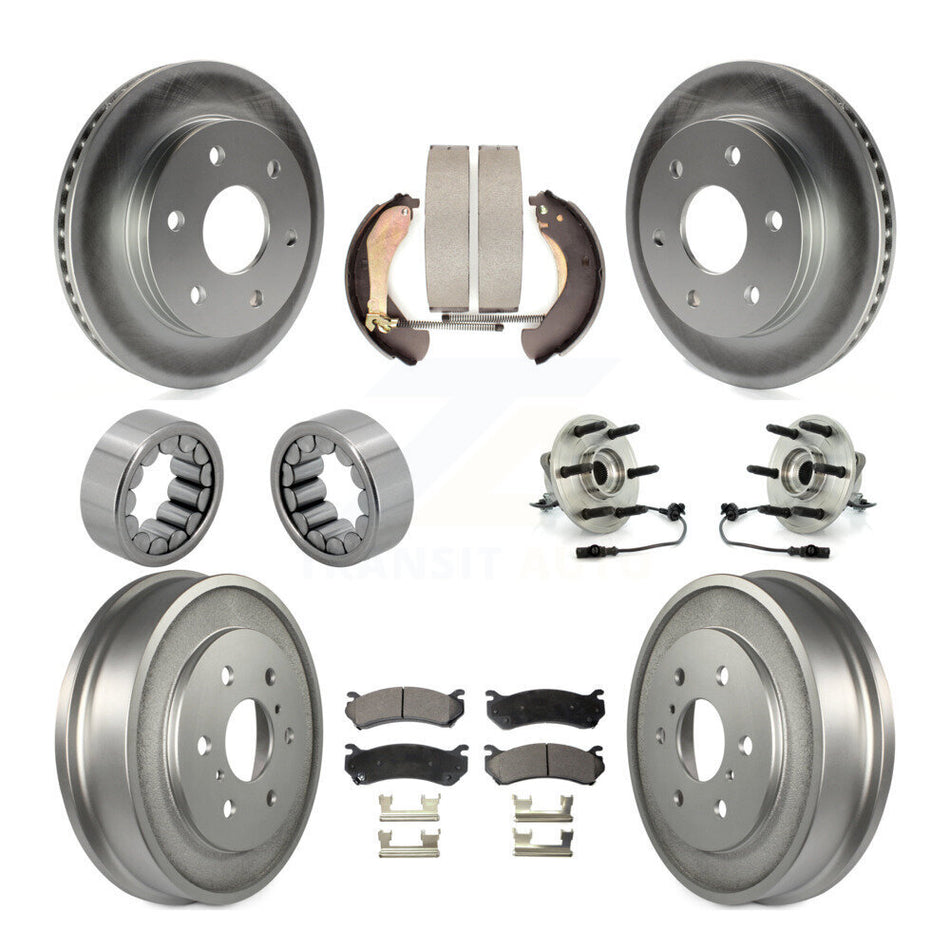 Front Rear Hub Bearing Coat Brake Rotor Pads Shoe Kit (10Pc) For Chevrolet Silverado 1500 KBB-112490