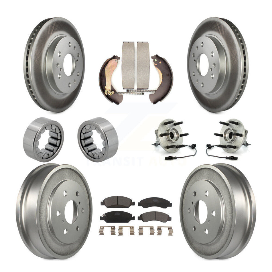 Front Rear Hub Bearing Coat Brake Rotor Pads Shoe Kit (10Pc) For Chevrolet Silverado 1500 KBB-112491