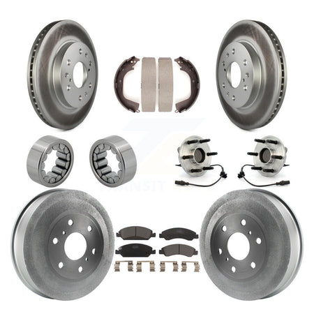 Front Rear Hub Bearing Coat Brake Rotor Pad Shoe Kit (10Pc) For GMC Sierra 1500 Chevrolet KBB-112500