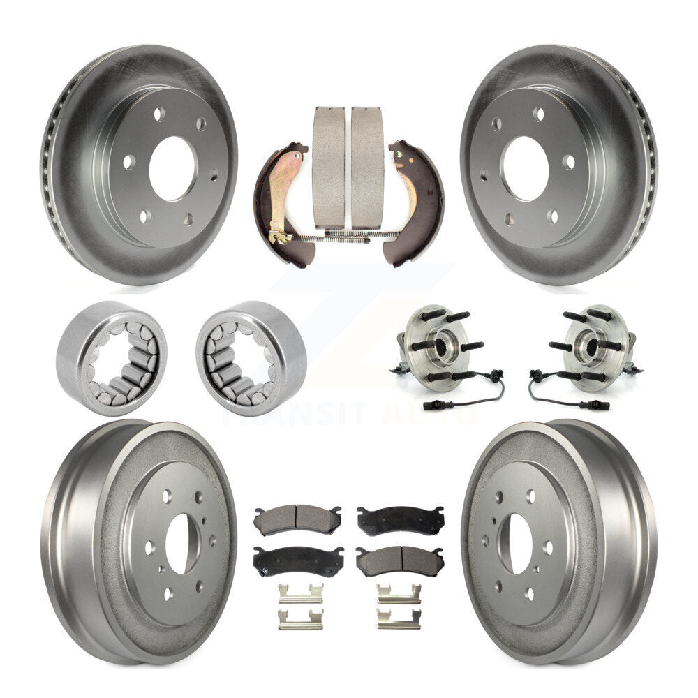 Front Rear Hub Bearing Coat Brake Rotor Pads Shoe Kit (10Pc) For Chevrolet Silverado 1500 KBB-112512