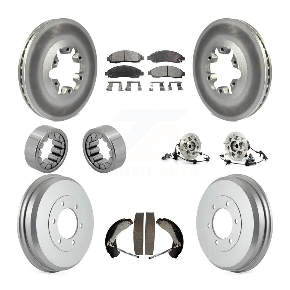 Front Rear Hub Bearing Coated Brake Rotor Pads Shoe Kit (10Pc) For Chevrolet Colorado GMC KBB-112520