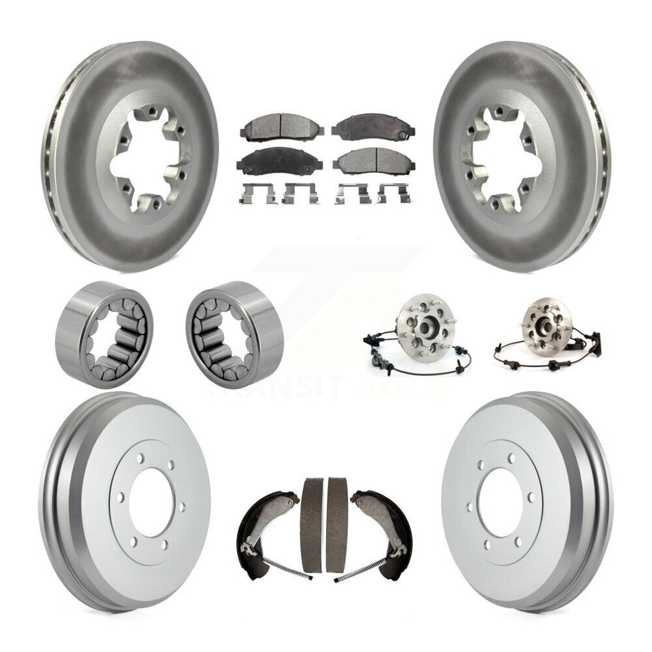 Front Rear Hub Bearing Coated Brake Rotor Pads Shoe Kit (10Pc) For Chevrolet Colorado GMC KBB-112524