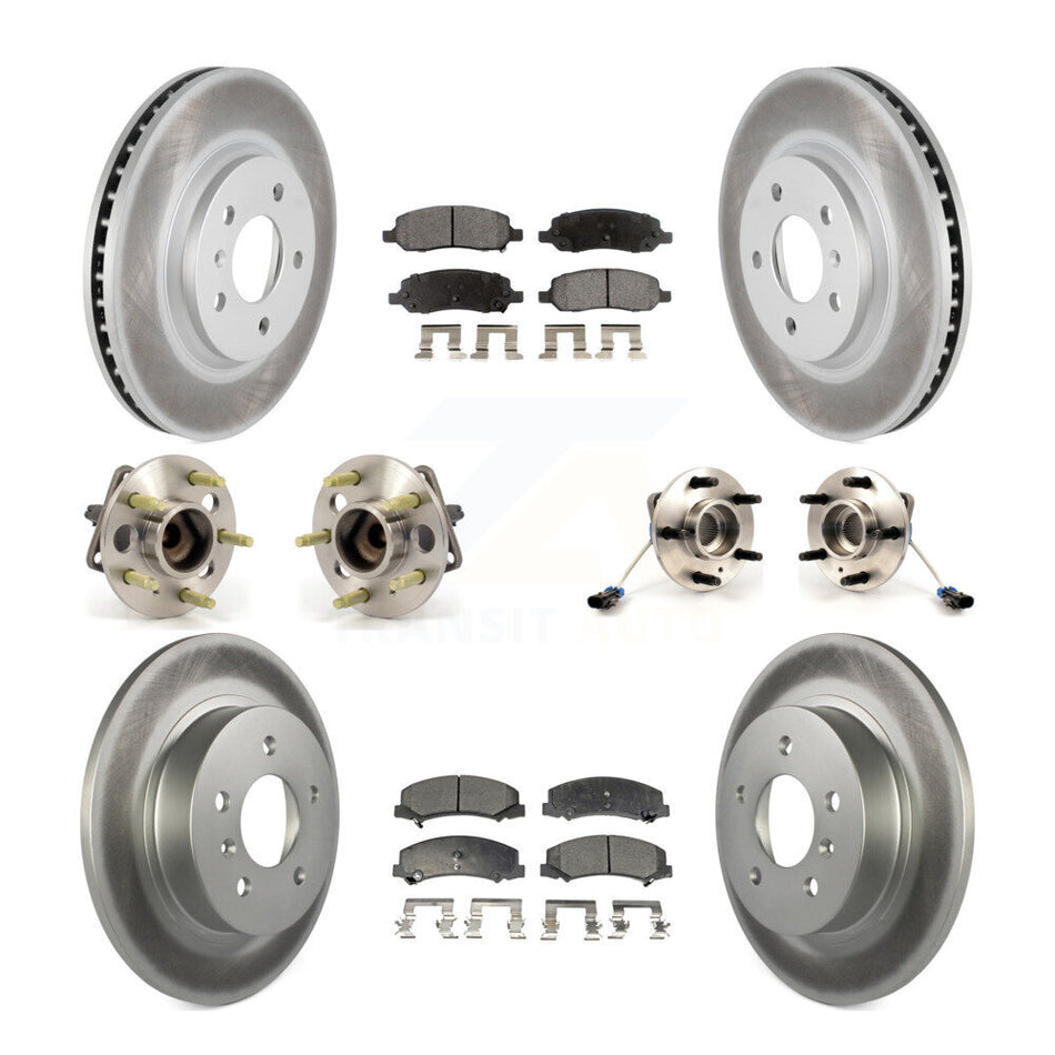 Front Rear Hub Bearings Assembly Coated Disc Brake Rotors And Ceramic Pads Kit (10Pc) For Buick Lucerne KBB-112528