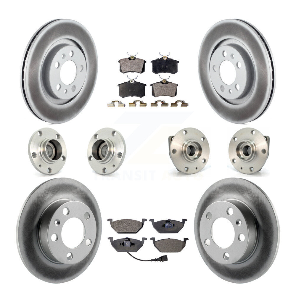 Front Rear Hub Bearing Coated Disc Brake Rotor & Pads Kit (10Pc) For Volkswagen Golf City KBB-112530