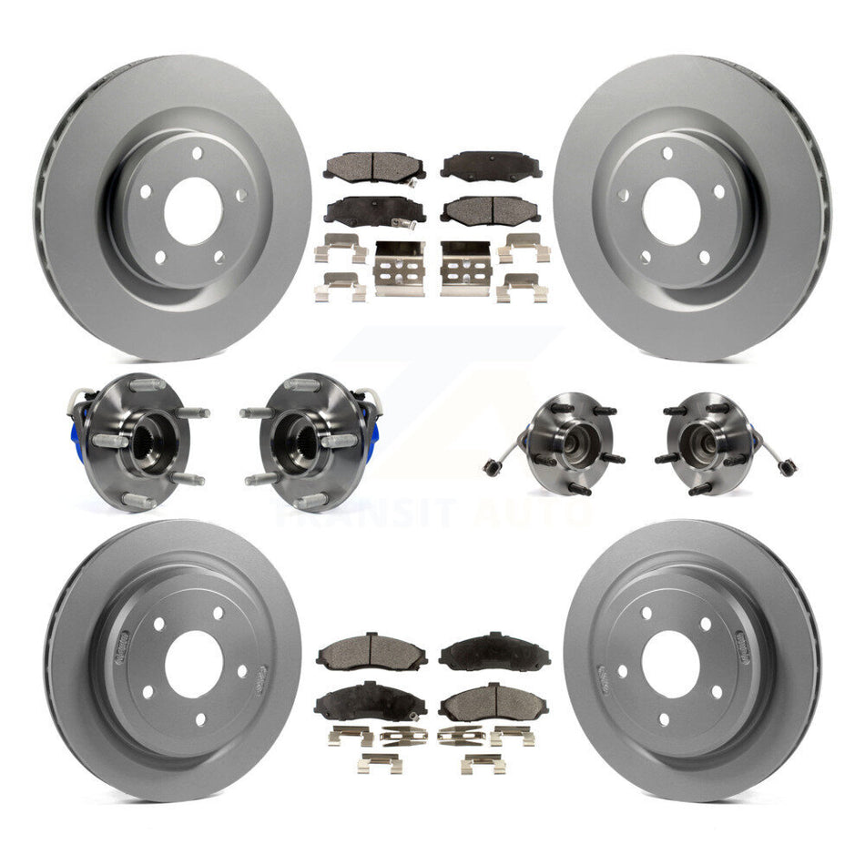 Front Rear Hub Bearings Assembly Coated Disc Brake Rotors And Ceramic Pads Kit (10Pc) For Chevrolet Corvette Cadillac XLR KBB-112536