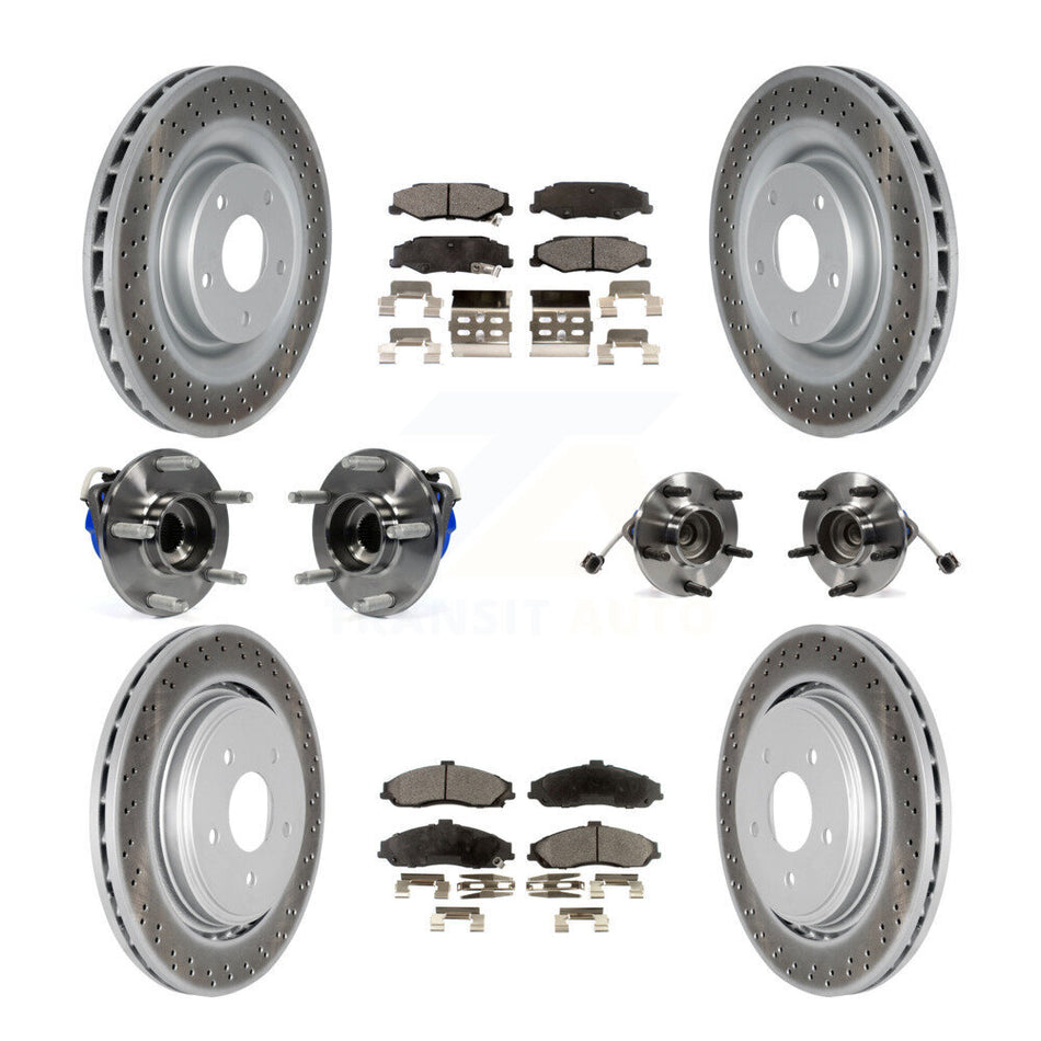 Front Rear Hub Bearings Assembly Coated Disc Brake Rotors And Ceramic Pads Kit (10Pc) For Chevrolet Corvette Cadillac XLR KBB-112538
