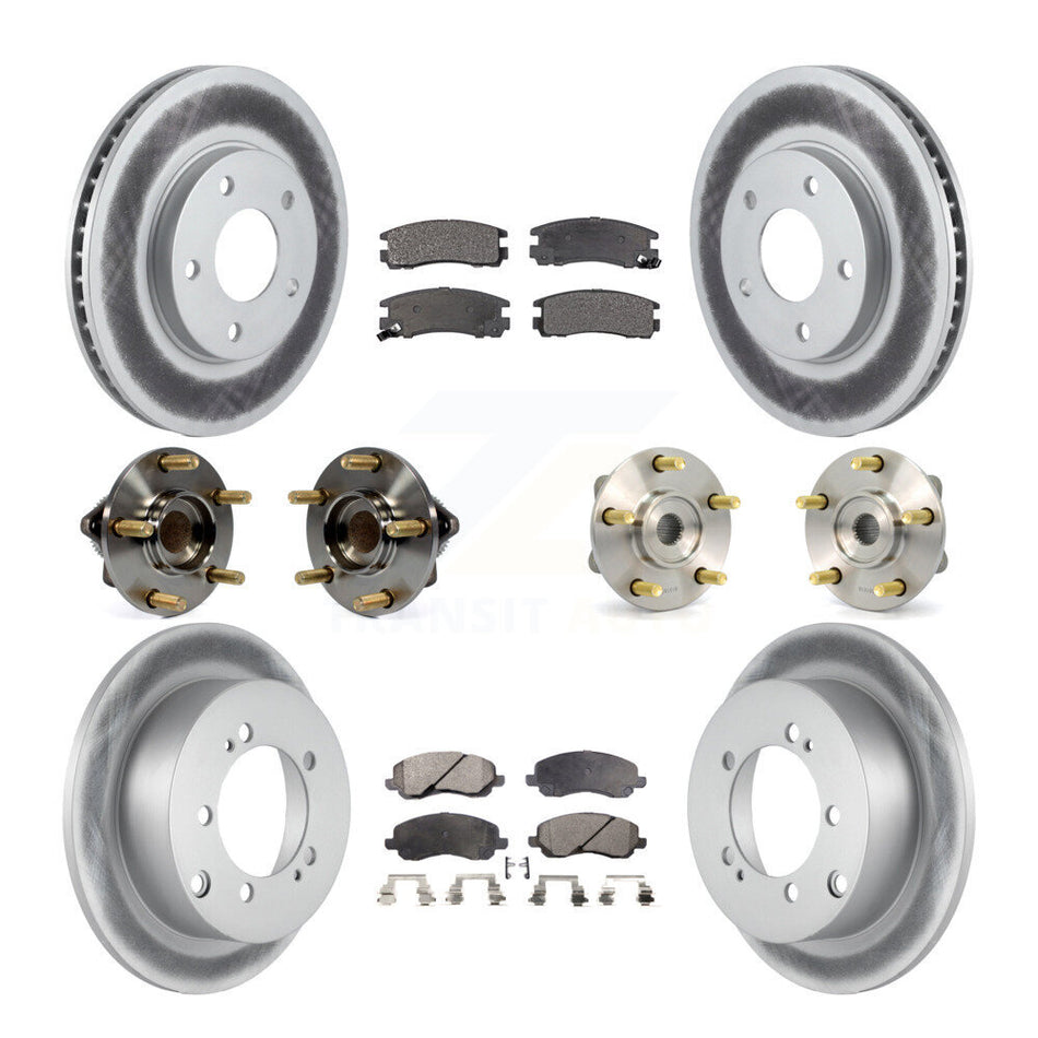 Front Rear Hub Bearings Assembly Coated Disc Brake Rotors And Ceramic Pads Kit (10Pc) For 2005 Mitsubishi Eclipse rear brakes with 4-Wheel ABS KBB-112577