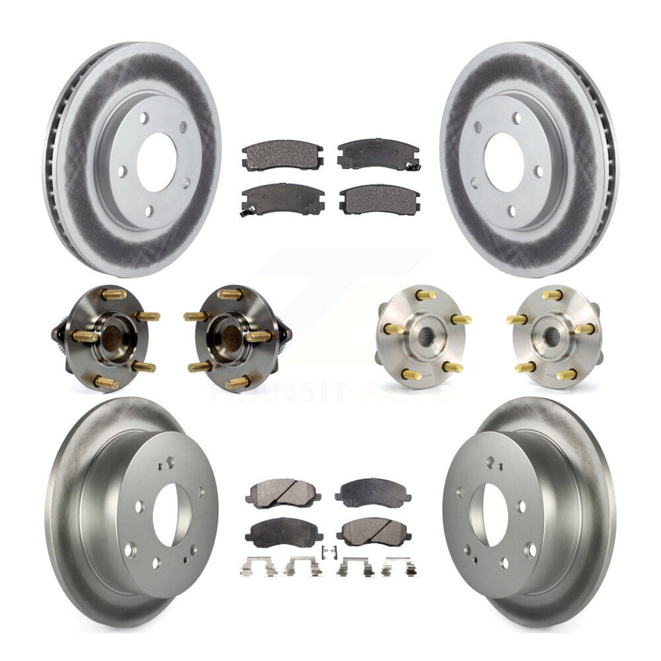 Front Rear Hub Bearings Assembly Coated Disc Brake Rotors And Ceramic Pads Kit (10Pc) For Mitsubishi Galant KBB-112578