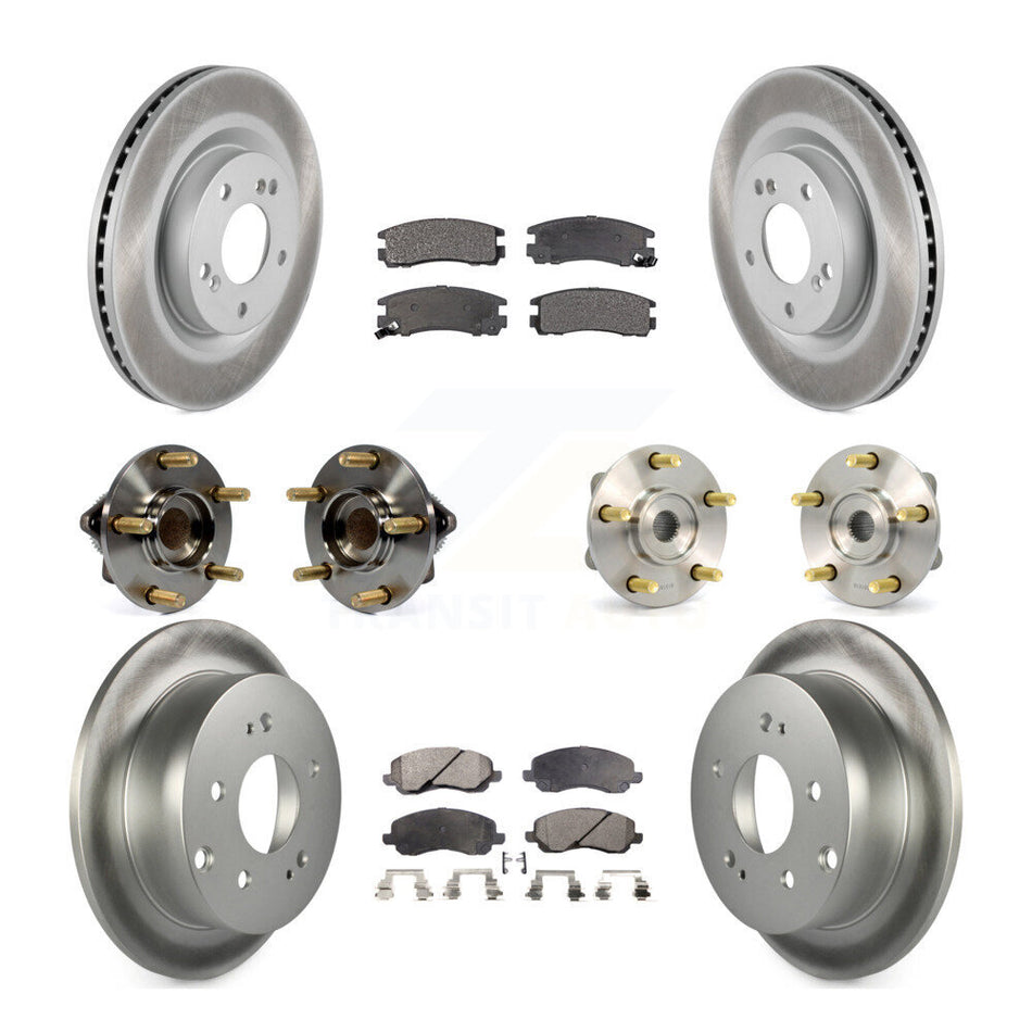 Front Rear Hub Bearings Assembly Coated Disc Brake Rotors And Ceramic Pads Kit (10Pc) For 2006 Mitsubishi Eclipse 2.4L To 10 31 05 KBB-112579