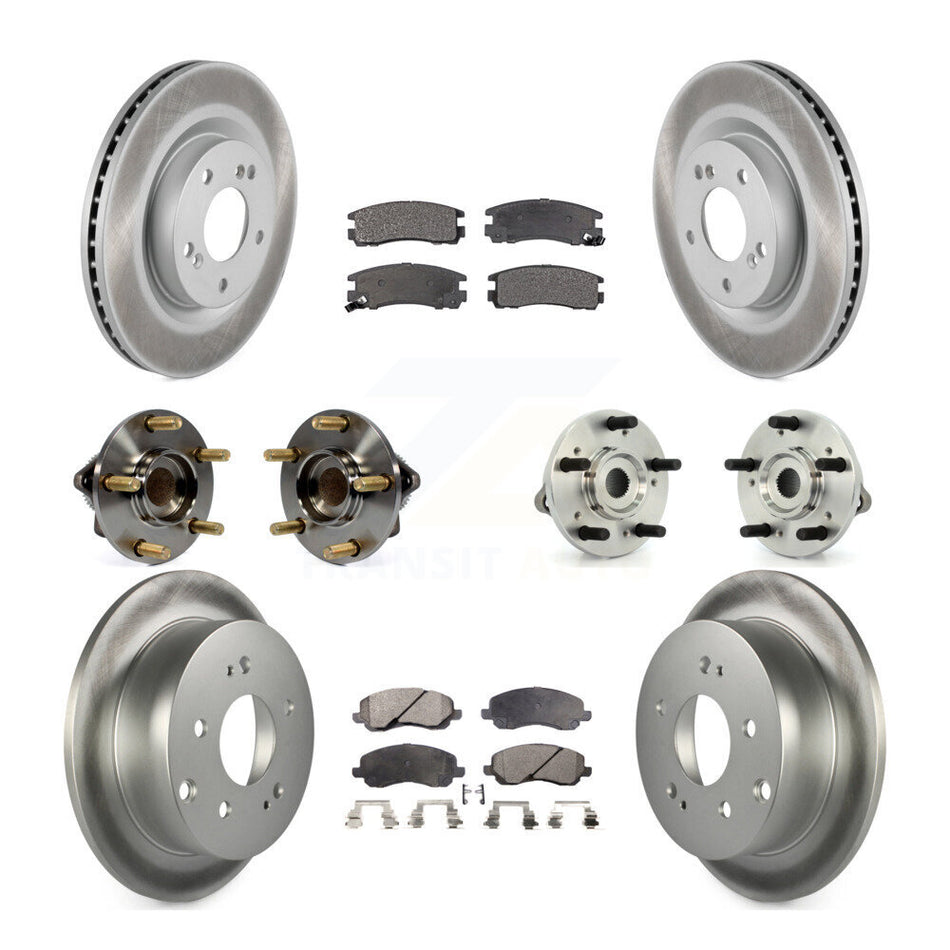 Front Rear Hub Bearings Assembly Coated Disc Brake Rotors And Ceramic Pads Kit (10Pc) For Mitsubishi Galant Eclipse KBB-112581