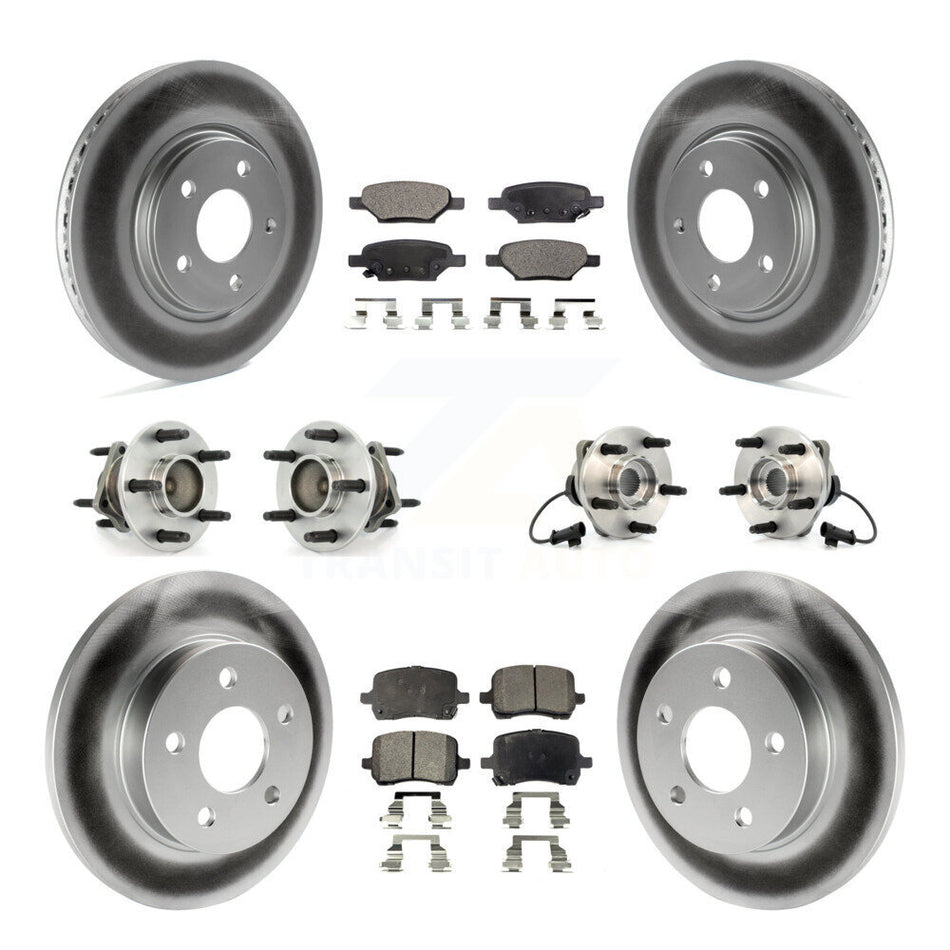 Front Rear Hub Bearings Assembly Coated Disc Brake Rotors And Ceramic Pads Kit (10Pc) For Chevrolet Malibu HHR Pontiac G6 KBB-112583