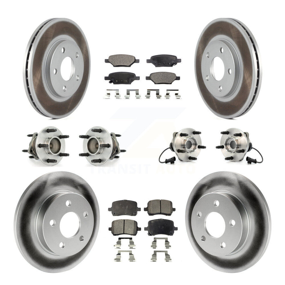 Front Rear Hub Bearing Assembly Coated Disc Brake Rotor And Ceramic Pads Kit (10Pc) For 2004-2005 Chevrolet Malibu Drum rear brakes with 4-Wheel ABS With 276mm Diameter KBB-112585