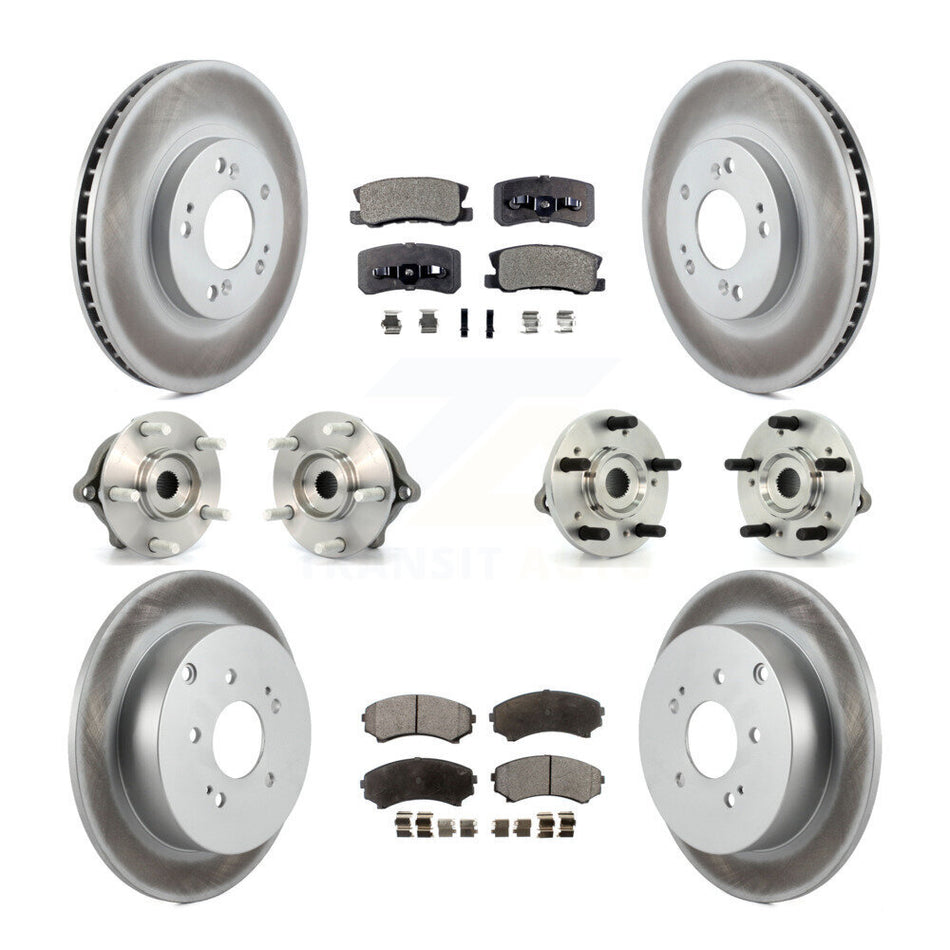 Front Rear Hub Bearings Assembly Coated Disc Brake Rotors And Ceramic Pads Kit (10Pc) For Mitsubishi Endeavor AWD KBB-112589