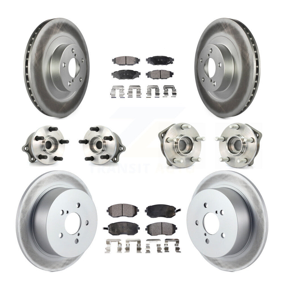 Front Rear Hub Bearings Assembly Coated Disc Brake Rotors And Ceramic Pads Kit (10Pc) For 2005-2005 Subaru Outback Legacy KBB-112593