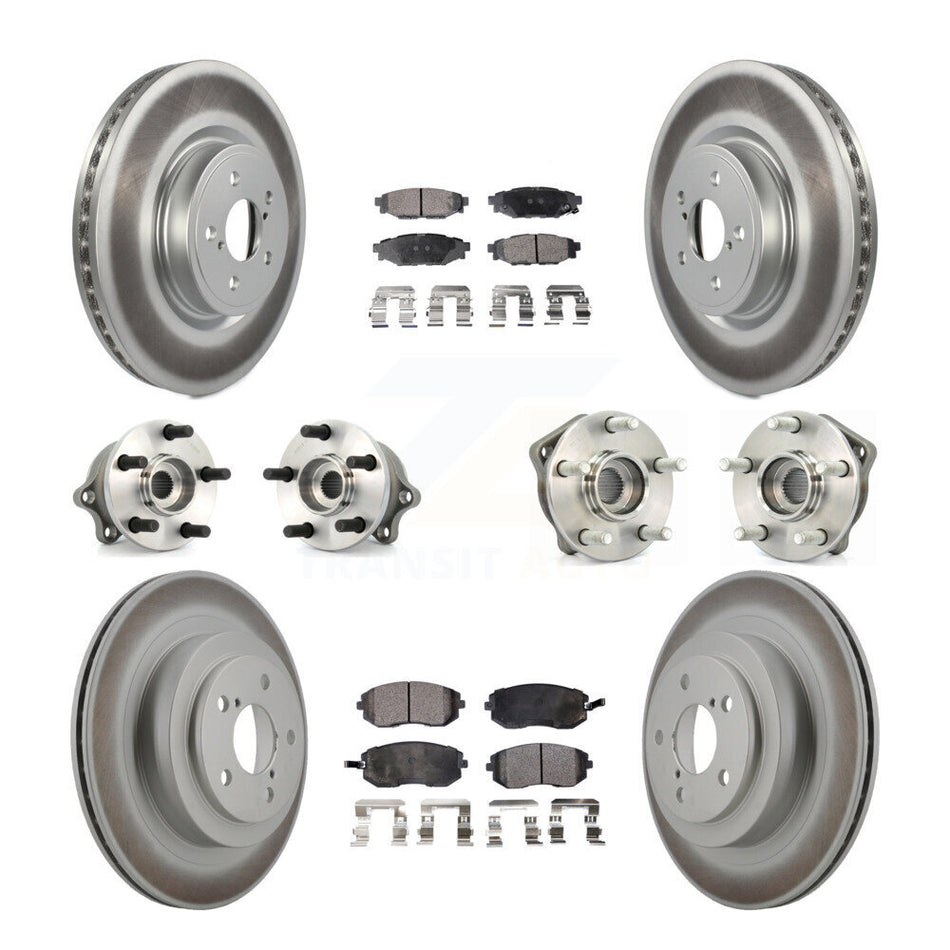 Front Rear Hub Bearings Assembly Coated Disc Brake Rotors And Ceramic Pads Kit (10Pc) For Subaru Legacy KBB-112595