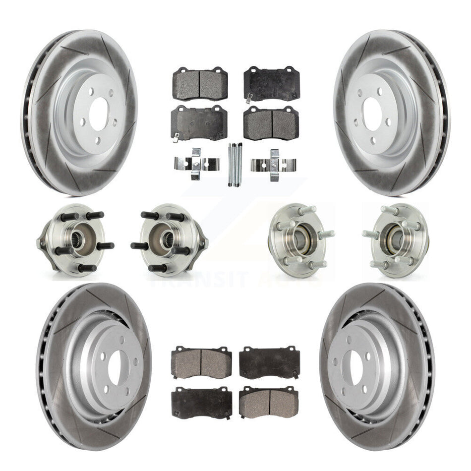 Front Rear Hub Bearings Assembly Coated Disc Brake Rotors And Ceramic Pads Kit (10Pc) For Chrysler 300 Dodge Charger Magnum KBB-112602