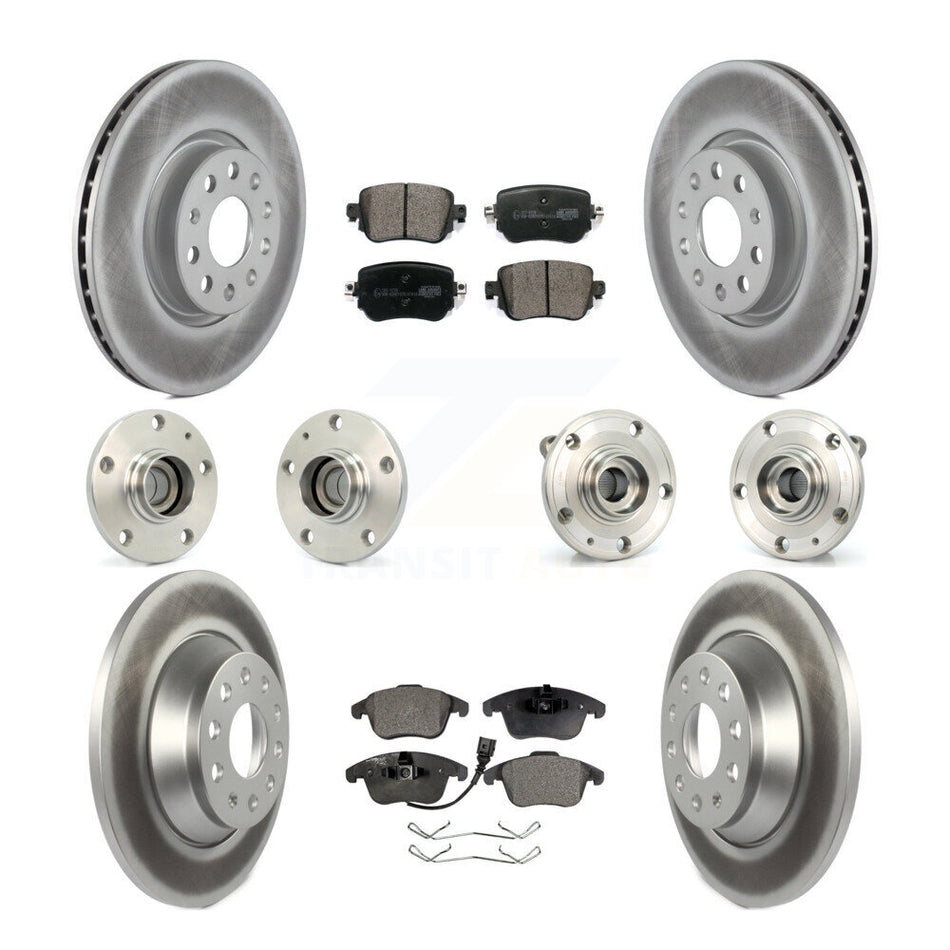 Front Rear Hub Bearings Assembly Coated Disc Brake Rotors And Ceramic Pads Kit (10Pc) For 2016-2018 Audi Q3 KBB-112629