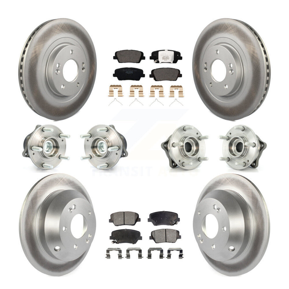 Front Rear Hub Bearing Coated Brake Rotor & Pads Kit (10Pc) For 2014-2015 Kia Sorento FWD KBB-112641