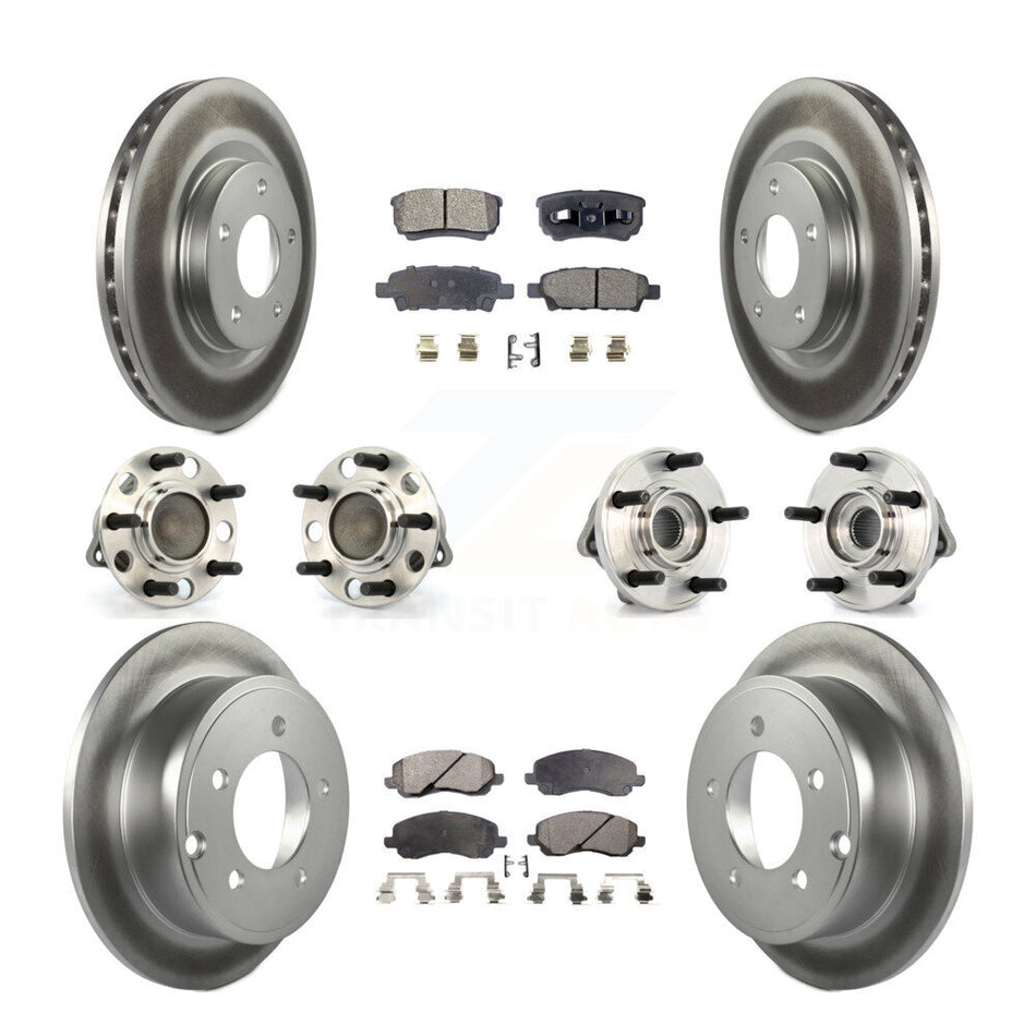 Front Rear Hub Bearings Assembly Coated Disc Brake Rotors And Ceramic Pads Kit (10Pc) For Dodge Chrysler Avenger Sebring 200 Caliber KBB-112649