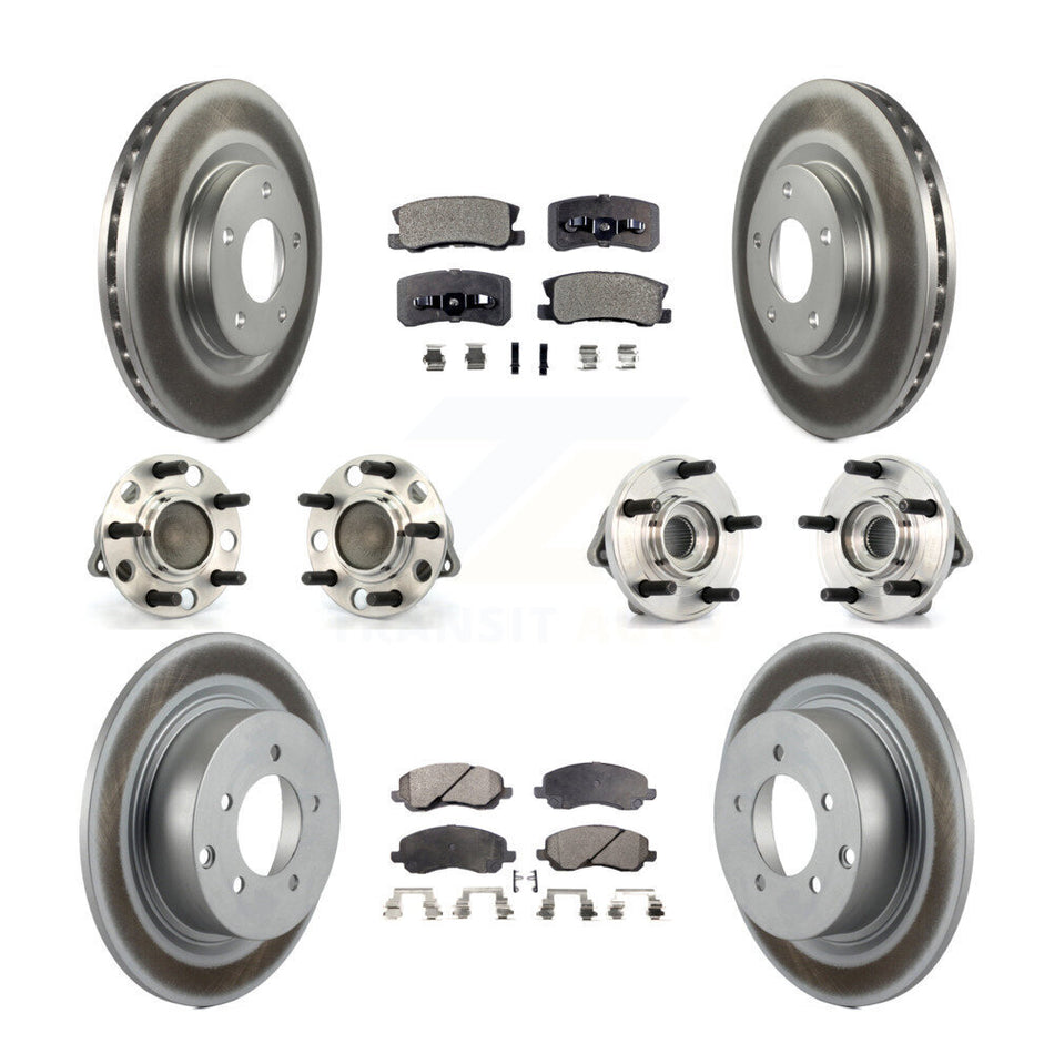 Front Rear Hub Bearings Assembly Coated Disc Brake Rotors And Ceramic Pads Kit (10Pc) For Chrysler Dodge Avenger Sebring 200 With 302mm Diameter Rotor KBB-112650