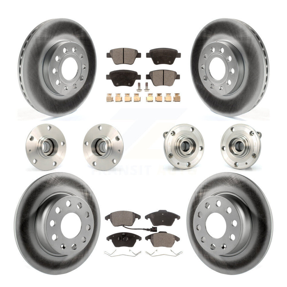 Front Rear Hub Bearings Assembly Coated Disc Brake Rotors And Ceramic Pads Kit (10Pc) For Volkswagen Beetle KBB-112655