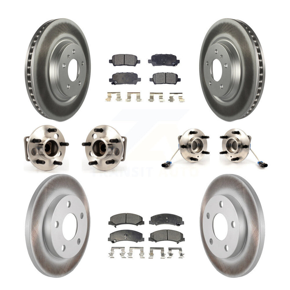 Front Rear Hub Bearings Assembly Coated Disc Brake Rotors And Ceramic Pads Kit (10Pc) For Chevrolet Impala Limited KBB-112674