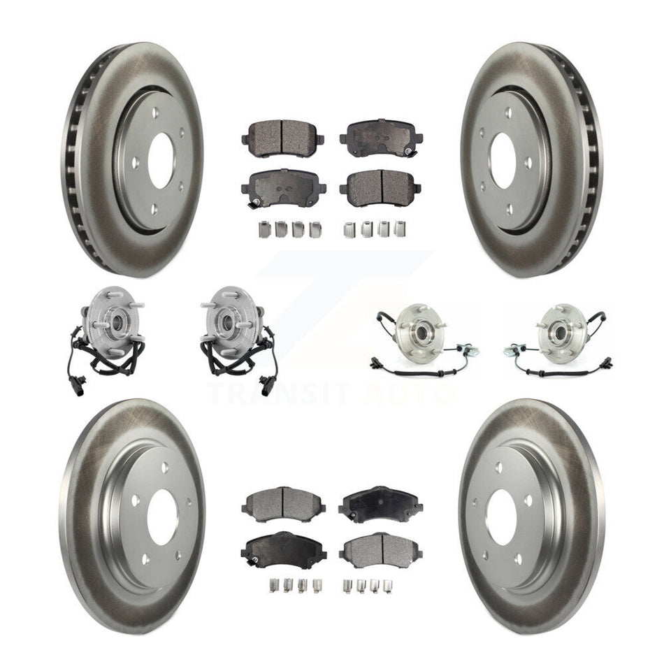 Front Rear Hub Bearings Assembly Coated Disc Brake Rotors And Ceramic Pads Kit (10Pc) For Chrysler Town & Country Dodge Grand Caravan Volkswagen Routan KBB-112678