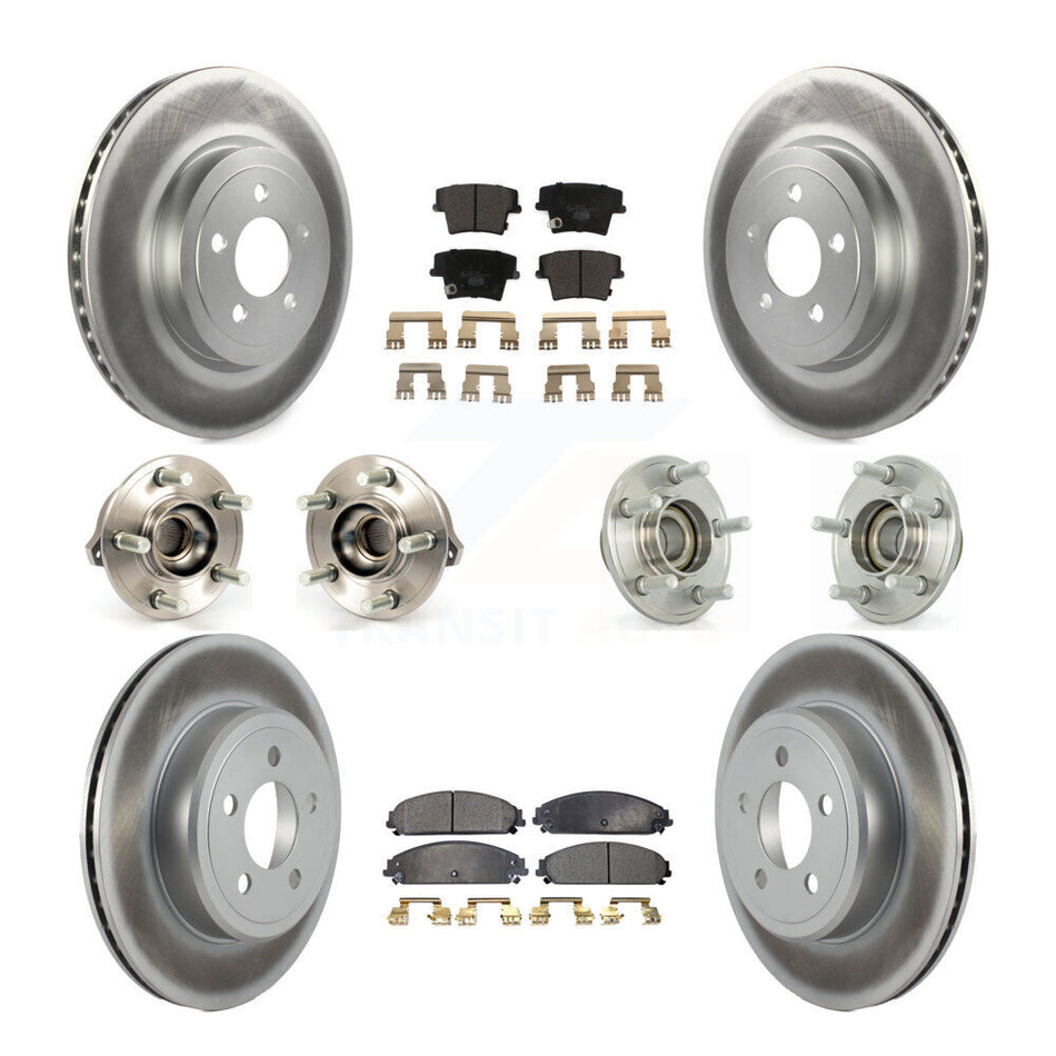 Front Rear Hub Bearings Assembly Coated Disc Brake Rotors And Ceramic Pads Kit (10Pc) For Dodge Chrysler 300 Charger Challenger KBB-112684