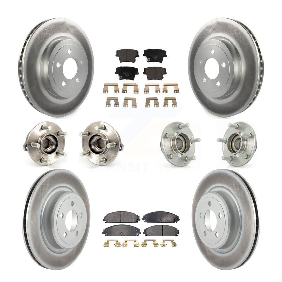 Front Rear Hub Bearings Assembly Coated Disc Brake Rotors And Ceramic Pads Kit (10Pc) For Dodge Charger With Police Package KBB-112685
