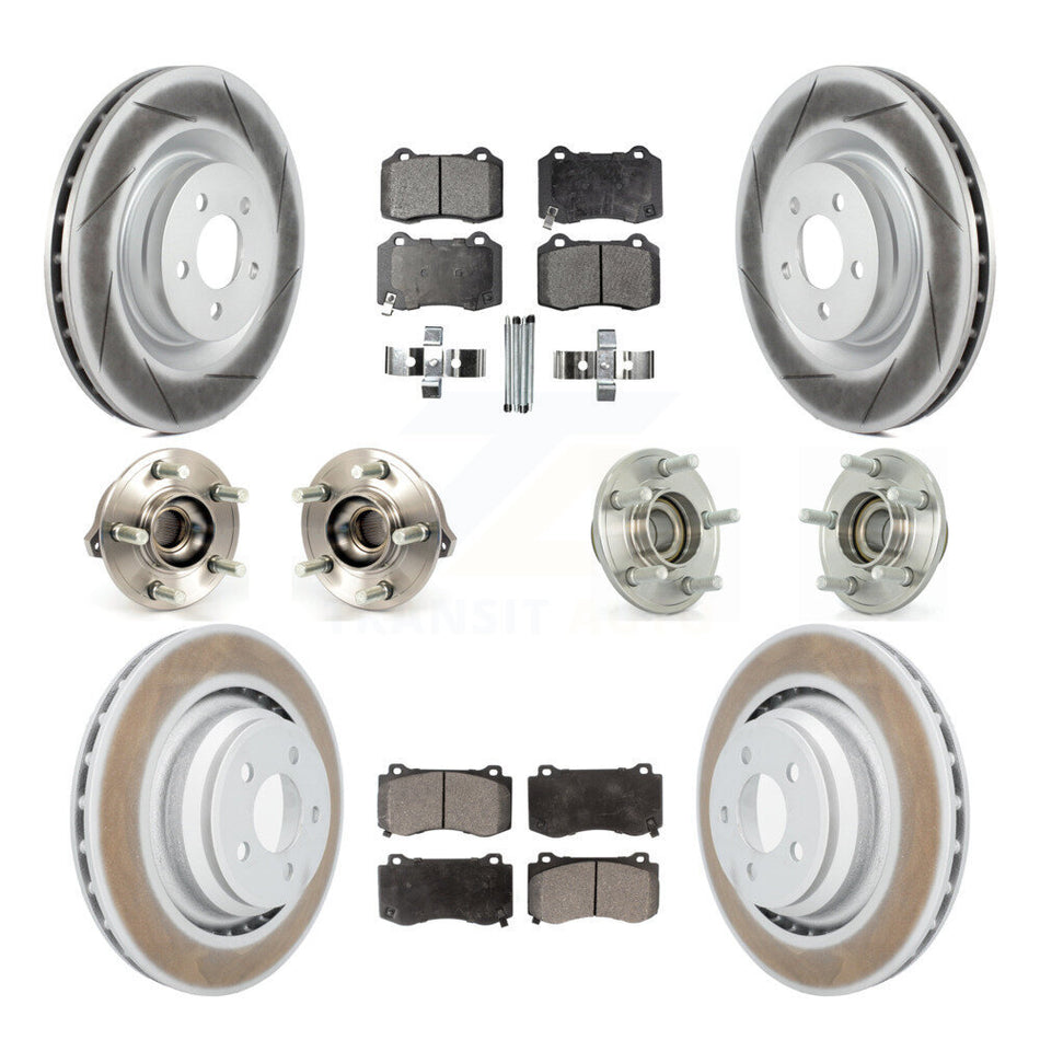 Front Rear Hub Bearings Assembly Coated Disc Brake Rotors And Ceramic Pads Kit (10Pc) For Dodge Charger Chrysler 300 Challenger KBB-112686