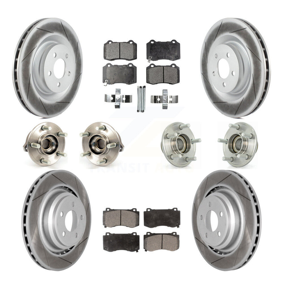 Front Rear Hub Bearings Assembly Coated Disc Brake Rotors And Ceramic Pads Kit (10Pc) For Dodge Charger Chrysler 300 Challenger KBB-112687