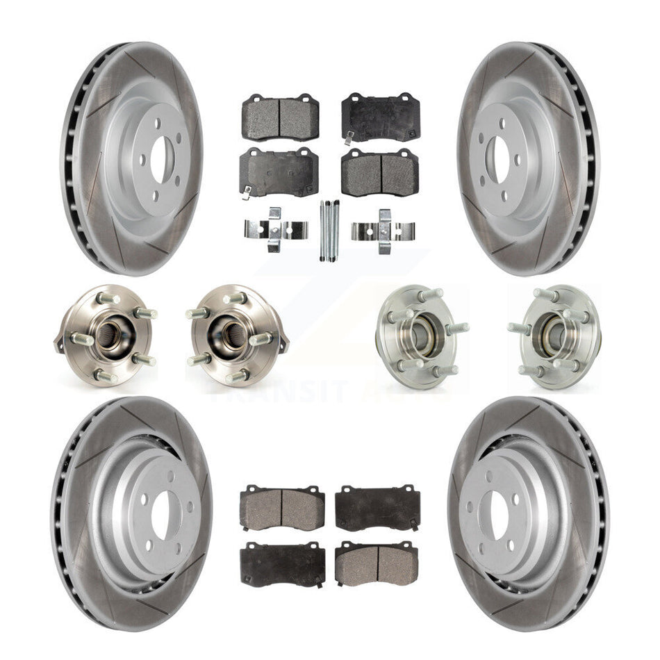 Front Rear Hub Bearings Assembly Coated Disc Brake Rotors And Ceramic Pads Kit (10Pc) For Dodge Charger Chrysler 300 Challenger KBB-112689