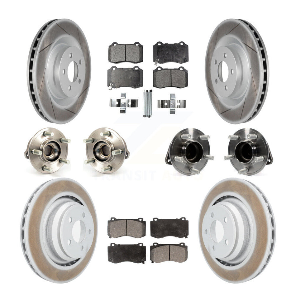 Front Rear Hub Bearings Assembly Coated Disc Brake Rotors And Ceramic Pads Kit (10Pc) For 2012 Chrysler 300 SRT8 with RWD With Heavy Duty Brakes KBB-112698