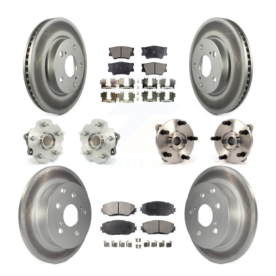 Front Rear Hub Bearings Assembly Coated Disc Brake Rotors And Ceramic Pads Kit (10Pc) For Toyota RAV4 Lexus HS250h KBB-112703