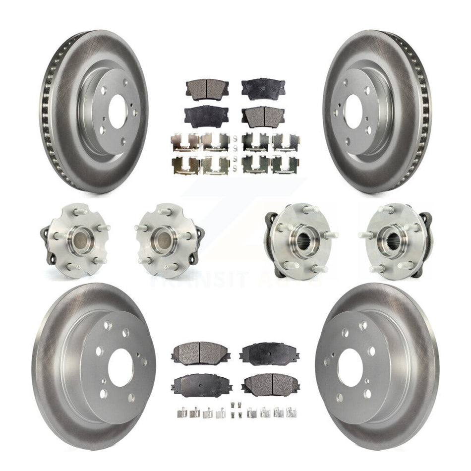 Front Rear Hub Bearings Assembly Coated Disc Brake Rotors And Ceramic Pads Kit (10Pc) For Toyota RAV4 KBB-112704